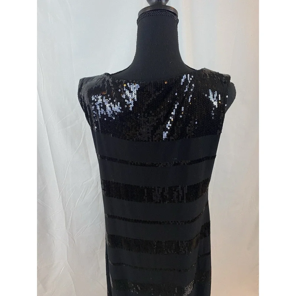 White House Black Market‎ Women's Size Small Black Sequin Striped  Sheath Dress